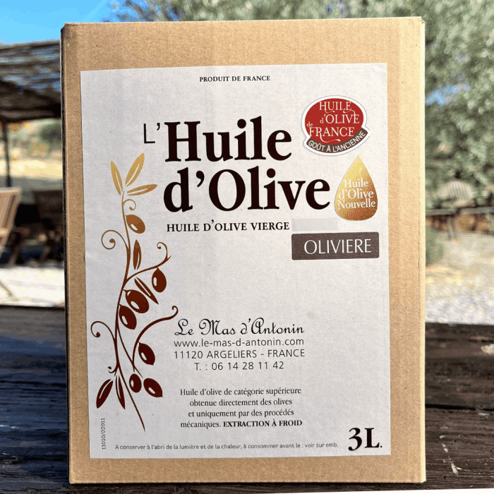 Bidon d'huile d'olive de l'Aude à l'ancienne